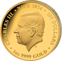 1 Unze Gold Schachspringer 2024 (Platinbeschichtung | Auflage: 99 | Polierte Platte)