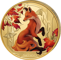 1 Unze Gold Seasons Autumn Fox 2024 (Auflage: 99 | Polierte Platte | coloriert)