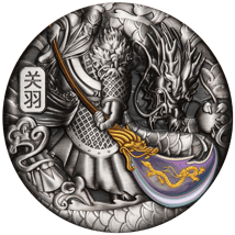 5 Unzen Silber Guan Yu 2020 (Auflage: 388 | Antik Finish | coloriert)