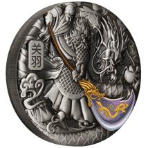5 Unzen Silber Guan Yu 2020 (Auflage: 388 | Antik Finish | coloriert)