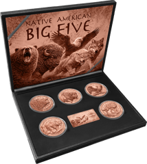 5 x 5 Unze Kupfer Native American Big Five Set 2026 (Auflage: 2.500 | Polierte Platte)