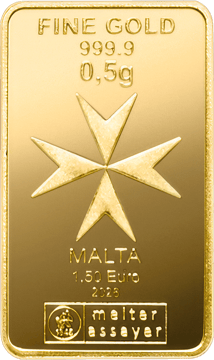 0,5g Gold Heimerle und Meule Malta Münzbarren