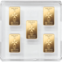5 x 1g Gold Heimerle und Meule Malta Münzbarren UnityBar