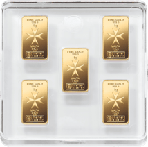 10 x 1g Gold Heimerle und Meule Malta Münzbarren UnityBar