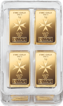 100 x 1g Gold Heimerle und Meule Malta Münzbarren UnityBox