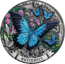 2 Unze Silber Schmetterling 2026 (Auflage: 2.000 | Antik Finish | Coloriert)