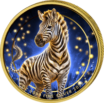 1 Unze Silber Zebra bei Nacht 2026 (Auflage: 100 | teilvergoldet)