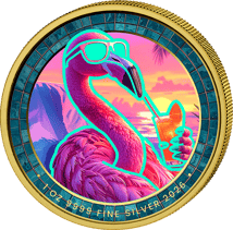 1 Unze Silber Flamingo 2026 Glow in the Dark (Auflage: 100 | Coloriert)