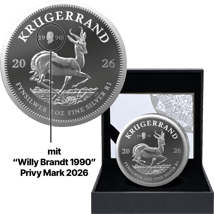 1 Unze Silber Krügerrand Willy Brandt Privy Mark 2026 PP (Auflage: 2.500 | Polierte Platte)