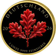 1 Unze Silber Eichenblatt Deutschland 2026 (Auflage: 100 | teilvergoldet)