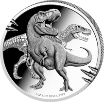 1 Unze Silber Tyrannosaurus Rex 2026 (Auflage: 499 | Dinoschädel | Polierte Platte)