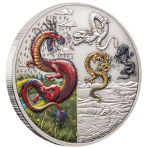 2 Unzen Silber Die Vier Drachen 2019 (Auflage: 2.000 | Antik Finish)