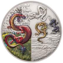 2 Unzen Silber Die Vier Drachen 2019 (Auflage: 2.000 | Antik Finish)