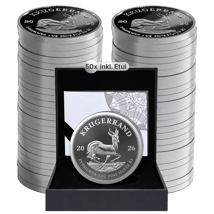 50 x 1 Unze Silber Krügerrand 2026 PP (Auflage: 10.000 | Polierte Platte)