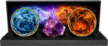 2 x 1 Unze Silber Drachen-Set Feuer & Eis 2026 – mit Amethyst (Auflage: 50 | Polierte Platte)
