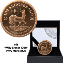 1/10 Unze Gold Krügerrand Willy Brandt 2026 PP (Auflage: 250 | Polierte Platte)