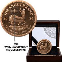 1/10 Unze Gold Krügerrand Willy Brandt 2026 PP (Auflage: 250 | Polierte Platte)