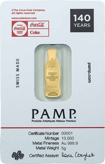 5 g Gold Bar PAMP 140 Years Coca Cola