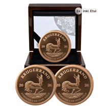 3 x 1 Unze Gold Krügerrand 2026 PP (Auflage: 1.000 | Polierte Platte)