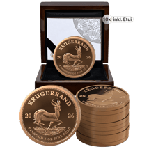 10 x 1 Unze Gold Krügerrand 2026 PP (Auflage: 1.000 | Polierte Platte)