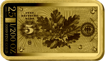 5 Alte Deutsche Mark Geldschein Gold Münzbarren (Auflage: 1.000 |  Altes Motiv | Polierte Platte)