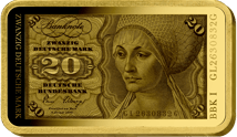 20 Deutsche Mark Geldschein Gold Münzbarren (Auflage: 1.000 | Altes Motiv | Polierte Platte)