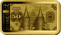 50 Alte Deutsche Mark Geldschein Gold Münzbarren (Auflage: 1.000 | Altes Motiv | Polierte Platte)