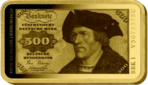 500 Deutsche Mark Geldschein Gold Münzbarren (Auflage: 1.000 | Altes Motiv | Polierte Platte)