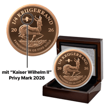 2 x 1/4 oz Gold Krugerrand Proof Privy Mark Package (200 Years Paul Kruger | Kaiser Wilhelm II)