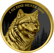 1 Unze Silber Heimische Tiere Wolf 2025 (Auflage: 100 | Vergoldet | Polierte Platte)