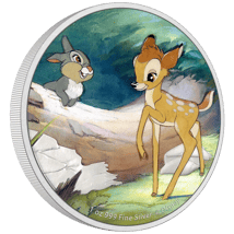 1 Unze Silber Disney Bambi 80 Jahre Bambi & Klopfer 2022 (Auflage: 1.942 | Polierte Platte | coloriert)