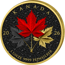 1 Unze Silber Triple Maple Leaves Deutschland 2026 (Auflage: 100 | Iced Out | teilvergoldet)