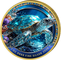 1 Unze Silber Kristall Schildkröte 2026 (Auflage: 100 | teilvergoldet)