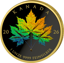 1 Unze Silber Triple Maple Leaf Hologramm 2026 (Auflage: 100 | Vergoldet | Polierte Platte)