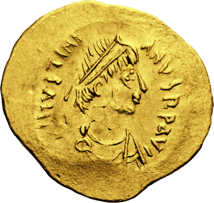 Gold Tremissis Kaiser Justinianus I. (527-565 n. Chr. | Rückeroberer von Rom)