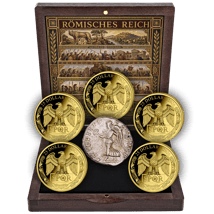 Gold Römisches Reich Set 2026 (Auflage: 250 | echter römischer Denar | Polierte Platte)