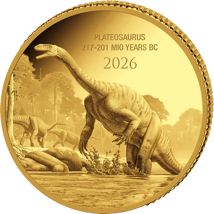 0,5 Gramm Gold Prehistoric Life II Plateosaurus 2026 (Auflage: 2.000 | Polierte Platte)
