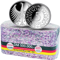 5 Unze Silber Deutsche Mark - 75 Jahre Heiermann 2026 PP (Auflage: 250 | inkl. 500.000 DM Sonderbrikett | Polierte Platte)