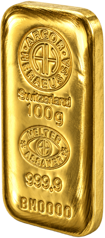 100g Goldbarren Argor Heraeus (gegossen)