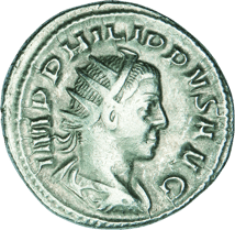 Silber Antoninian Kaiser Philippus II. (260-268 n. Chr. | Zehnjähriger Augustus)