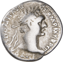 Silber Denar Kaiser Domitian (81-96 n. Chr. | Fertigstellung des Kolosseums)