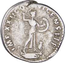 Silber Denar Kaiser Domitian (81-96 n. Chr. | Fertigstellung des Kolosseums)