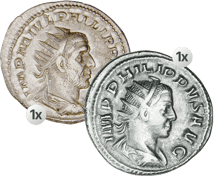 Silber Antoninian Satz Kaiser Philippus I. & Philippus II. (244-268 n. Chr.)