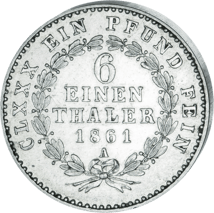 1/6 Taler Silber Herzogtum Anhalt-Bernburg (1856-1862 | Teil des Landeswappen Sachsen-Anhalt)