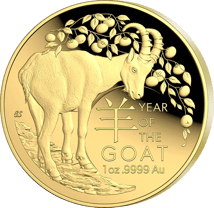 1 Unze Gold Lunar Serie RAM Ziege 2027 (Auflage: 750 | Gewölbt | Polierte Platte)