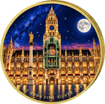 1 Unze Silber Bayern bei Nacht - Marienplatz mit Glockenspiel 2026 (Auflage: 100)