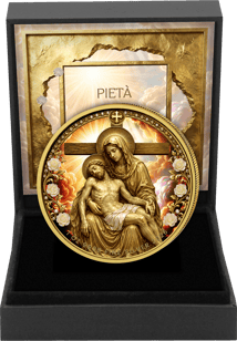 1 onza de plata María y Jesús 2026 (tirada: 100 | rosa de nácar | dorada)