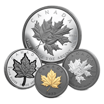 Rhodium Editionen der Royal Canadian Mint - 4 veredelte Maple Leaf Silberprägungen (2023–2026)