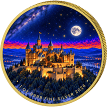 1 Unze Silber Baden-Württemberg bei Nacht - Burg Hohenzollern 2026 (Auflage: 100)