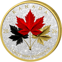 1 Unze Silber Triple Maple Leaf Deutschland Edition 2026 (Auflage: 33 | Iced Out | vergoldet)